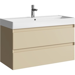 Тумба с раковиной Aqwella Geometria 100 морская дюна 2 ящика