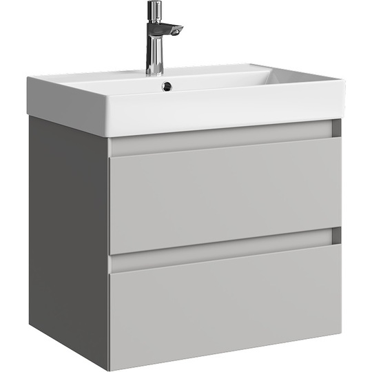 Тумба с раковиной Aqwella Geometria 65 серый туман 2 ящика