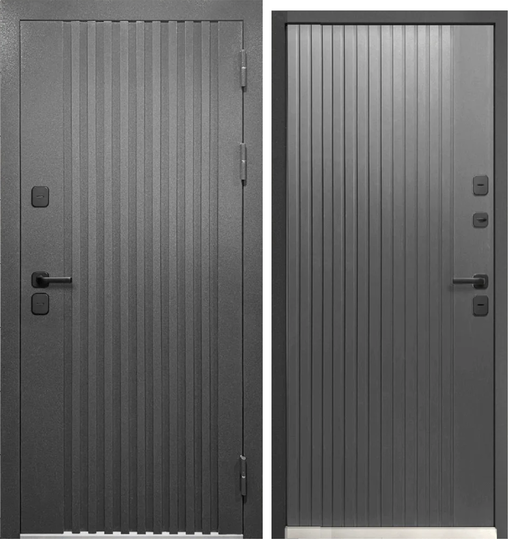 Входная дверь Феррони Luxor Termo Рейка Муар 7024/Сатин графит