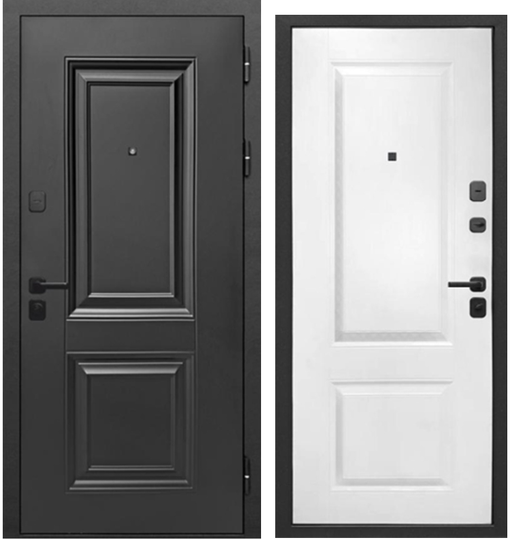 Входная дверь Феррони 9 см Муар черный/Белый клен 2 квадрата