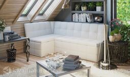 Кухонный уголок Домино Скамья-диван угловая со спальным местом Кожзам белый