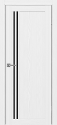 Межкомнатная дверь OPorte Турин 555 Белый лед стекло лакобель черное